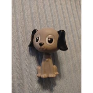 Mannix Puppy Dog Mini Figure Vinyl Bobble-Head Dollhouse Pet White Black Ears